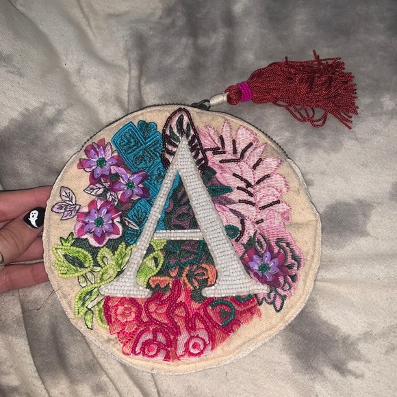 Anthropologie Handbags - Anthropology embroidered initial  small bag